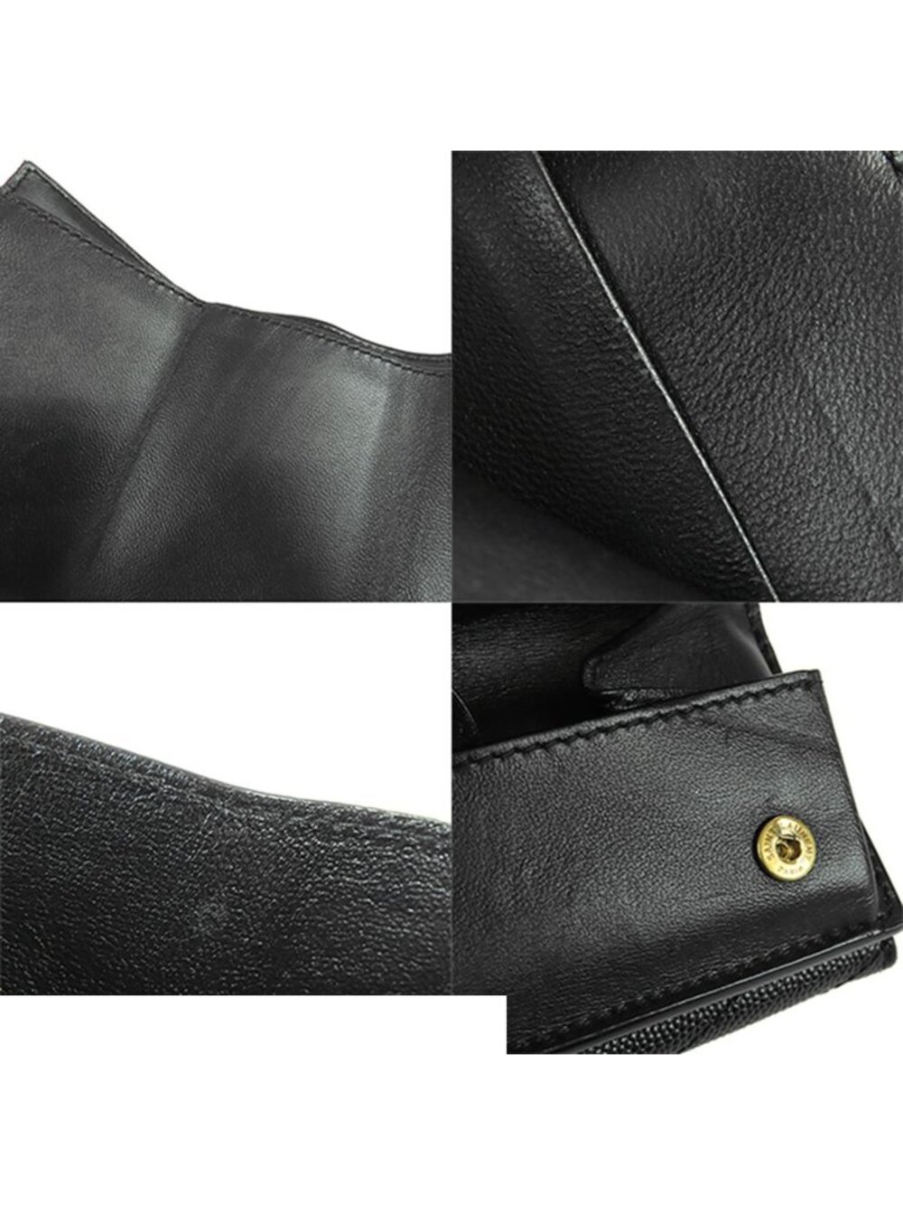 Saint Laurent Monogram Origami Tiny Wallet Black Gray Leather Cassandra Trifold - Picture 8 of 9